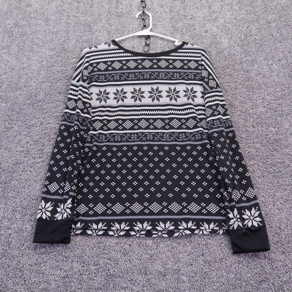 Simply Vera Vera Wang Top Womens Small Black Fair Isle Snowflake Long Sleeve